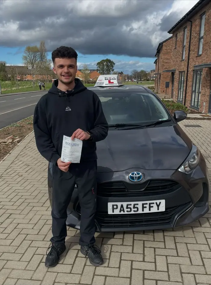 Learner passing driving test with MSM Driving School